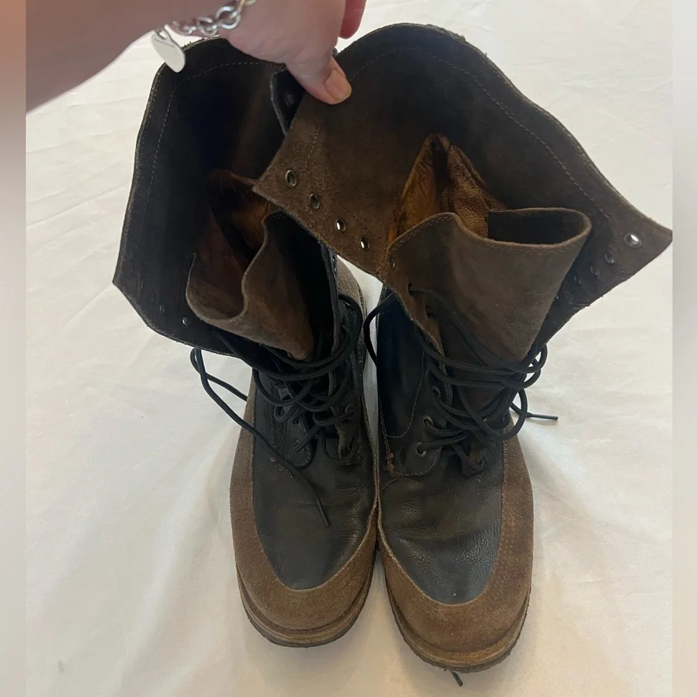 FRYE Owen Fold Over or Lace Up Leather Boots, Size 9.5. - Picture 2 of 6